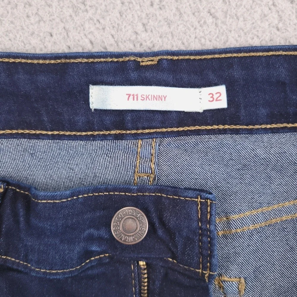 LEVIS 711 Jeans Size 32 Skinny Mid Rise Dark Wash Stretch Denim 32x29